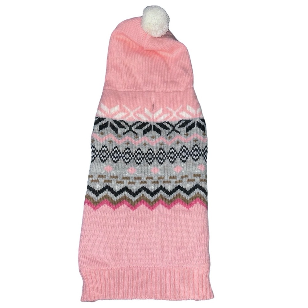 LIKE NEW Friends Forever Pink Knit Sherpa Fleece Lined Dog Puppy Hooded Sweater